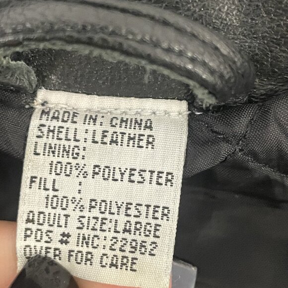 Vintage Mens Motorcycle Biker Leather Jacket cafe Size L Black Full Zip 90s - Picture 3 of 7